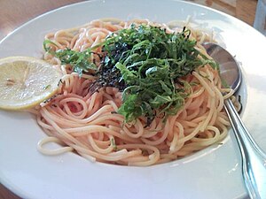 English: Shiso on spaghetti