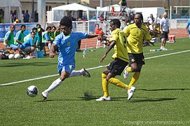 Vue d'une action d'un match de football