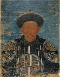 O Dörbed-Oirate Tseren (车凌) em traje da Dinastia Qing. Pintura de Jean Denis Attiret