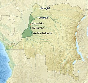 Map showing the location of Tumba-Ngiri-Maindombe
