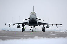 Typhoon FGR4 aircraft, based at RAF Coningsby Typhoon Landing At RAF Coningsby MOD 45155053.jpg