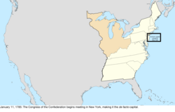 Карта перехода к Соединенным Штатам в центральной части Северной Америки 11 января 1785 г.