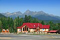 Mica Mountain (right) seen with Valemount Visitor Information Centre