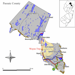 Waynes läge i Passaic County och countyts läge i New Jersey