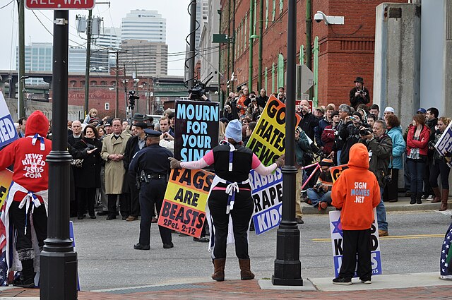 Members of Westboro Baptist Church demonstrate at the Virginia Holocaust Museum on March 2, 2010.