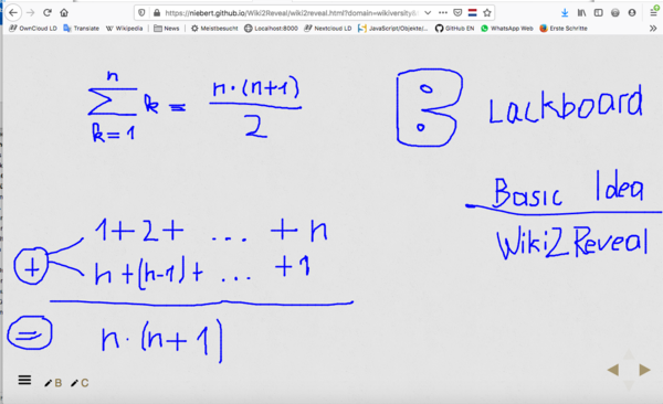 Wiki2Reveal Blackboard - Zusätzliche Anmerkungen in Browsern auf Client