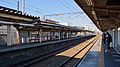 The platforms viewed from the south end of platform 2 in January 2016