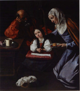 スルバラン『聖母マリアの家族（スペイン語版）』 (1630-1635年ごろ) フアン・アベリョ（英語版）・コレクション、マドリード