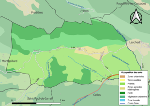 Carte en couleurs présentant l'occupation des sols.