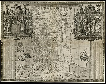 Настінна 4-сторінкова мапа Ханаану, 1595