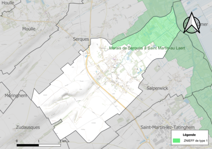 Carte de la ZNIEFF de type 1 sur la commune.