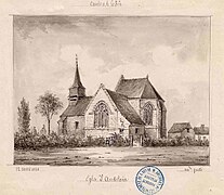 Dessin de l'église en 1880 par Amédée Piette (1808-1883).