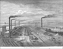 The Barrow Hematite Steel Company operated 18 Bessemer converters and owned the largest steelworks in the world at the turn of the 20th century. Barrow Steelworks.jpg