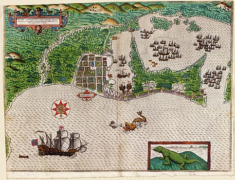 Стара карта Картахене, Колумбија (1550)