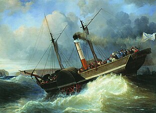 Passenger steamship Imperator Nikolay off the Black Sea coast. 1840–1850s Central Naval Museum