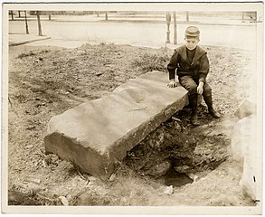 Unidentified boy at a spring on the northeast corner of Riverside Drive and W. 91st Street, New York City, April 2, 1898