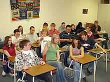 A high school senior (twelfth grade) classroom in the United States Calhan High School Senior Classroom by David Shankbone.jpg