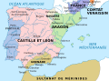 1360: situation des Espagnes médiévales et des catalans sur la Méditerranée occidentale; et Naples au Trecento