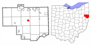 Location of Lisbon in Columbiana County and in the State of Ohio