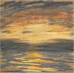 "Coucher de soleil sur la mer" (c. 1862) pastel by Claude Monet (W P 35)