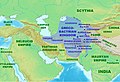 Image 17Approximate maximum extent of the Greco-Bactrian kingdom circa 180 BCE, including the regions of Tapuria and Traxiane to the West, Sogdiana and Ferghana to the north, Bactria and Arachosia to the south. (from History of Afghanistan)