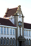 The Hamilton hall is a large double-storeyd building with similar pediment as the main building and The corner-stone of the Main Building of the Grey College complex was officially laid by President Reitz on 16 May 1894. The architect was W. H. Stucke. The Hamilton Hall, designed by Herbert Baker, was officially opened in 1907 by Sir Hamilton Gould-Adam Type of site: Educational Previous use: Hospital. Current use: School. The corner-stone of the Main Building of the Grey College complex was officially laid by President Reitzon 16 May 1894. The architect was W. H. Stucke. The Hamilton Hall, designated by Herbert Baker, was officially opened in 1907 by Sir Hamilton Gould-Ada