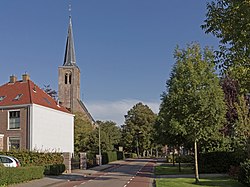 Village view with church tower