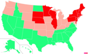 U.S. counties by percentage of population self-identifying Scotch-Irish and American ancestry according to the U.S. Census Bureau American Community Survey 2013–2017 5-Year Estimates.[50] Counties where Scotch-Irish and American ancestry are statistically overrepresented relative to the United States as a whole are in dark orange.