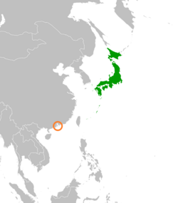 JapanとMacaoの位置を示した地図