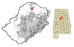 Location in Jefferson County and the state of آلاباما