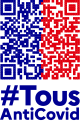 Logo de l'application TousAntiCovid, avec le texte écrit en bleu France.