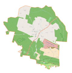 Mapa konturowa gminy Lubochnia, u góry nieco na lewo znajduje się punkt z opisem „Tarnowska Wola”