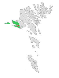 Location of Sørvágur within Sørvágur municipality in the Faroe Islands