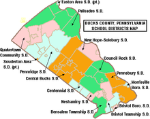 Map of Bucks County Pennsylvania School Districts.png