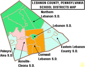 Map of Lebanon County Pennsylvania School Districts.png