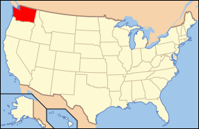 Map of the United States with واشنگتن highlighted