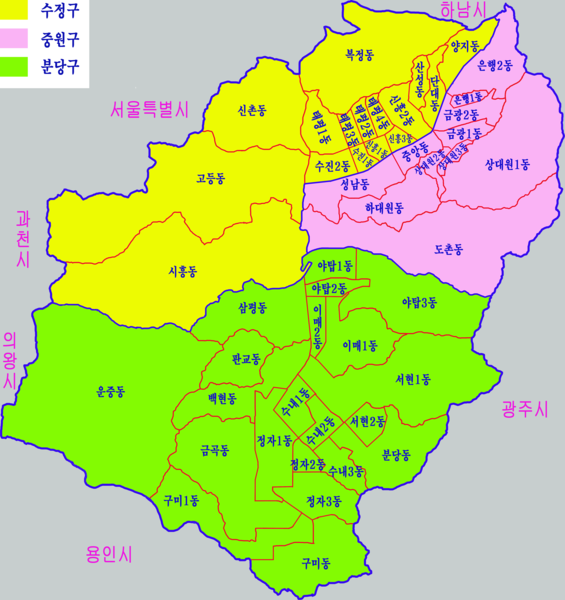파일:Map of the city of Seongnam, Gyeonggi Province, Republic of Korea-2.png