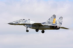 MiG-29AS (reg. č. 0619) v digitálnej kamufláži po modernizácii