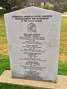 Memorial stone honoring Norwegian-American skiing pioneers