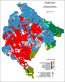 Ethnic structure of Montenegro by settlements, 2011