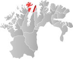 Mapa do condado de Finnmark com Nordkapp em destaque.