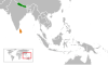 Location map for Nepal and Sri Lanka.