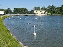 Fördämning längs floden Donau, i kommunen Elchingen.