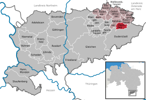 Poziția Obernfeld pe harta districtului Göttingen