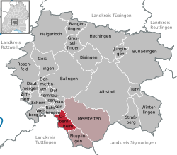 Elhelyezkedése Baden-Württemberg térképén