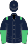 Dark Blue, Emerald Green epaulets, halved sleeves