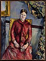 Paul Cézanne, Madame Cézanne (Hortense Fiquet, 1850–1922) en ruĝa vestaĵo, 1888–90