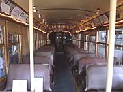 Inside the historic Trolley Car #116 . The restored 1928 trolley served the Phoenix trolley system until 1947. It is on exhibit in the Phoenix Trolley Museum located at 25 Culver St.