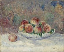 Pierre-Auguste Renoir, A Still Life Painting of Peaches, 1881-82 Pierre-Auguste Renoir - Peches.jpg