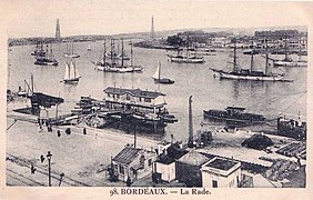 Vue sur la Garonne et La Bastide vers 1914.